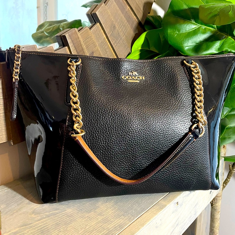 Black Coach Ava Chained Tote